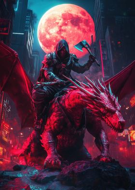 Dragon Rider in Cityscape