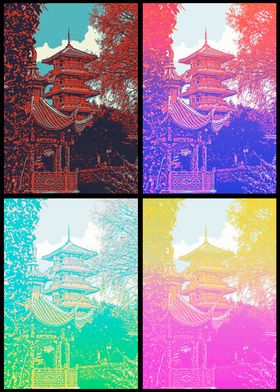 Japanese Pagoda in Four Colors