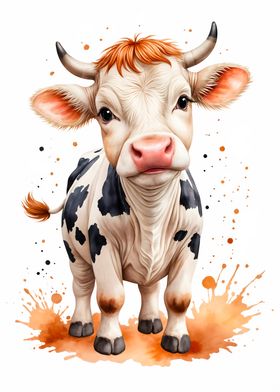 Cute Cow Watercolor