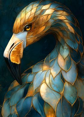 Golden Flamingo Portrait Animal