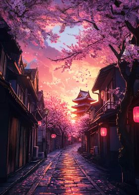 Japanese Cherry Blossom Street