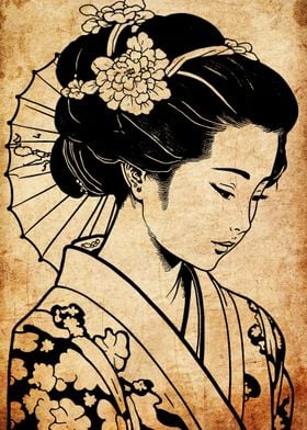 Geisha in Traditional Kimono