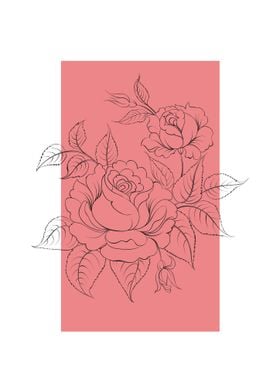 Black Line Rose Illustration