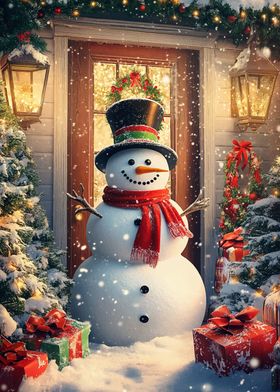 Snowman Christmas Door