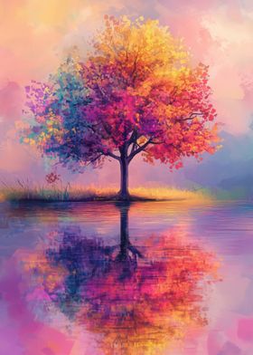 Colorful Tree Reflection