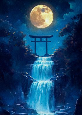 Moonlit Waterfall Gate