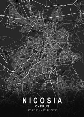 Nicosia Dark City Map