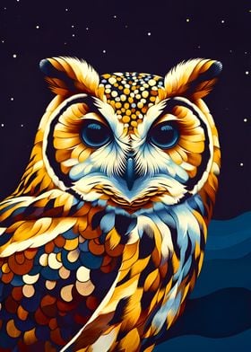 Owl with Starry Night