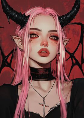 Pink-Haired Demon Girl