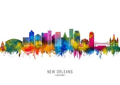 New Orleans Skyline Watercolor