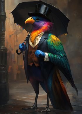 Colorful Bird in Top Hat