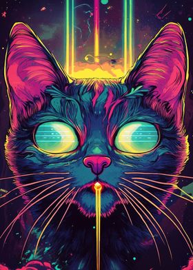 Neon Cat Art