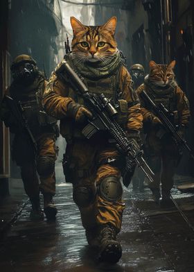 Cat Soldiers in the Rain