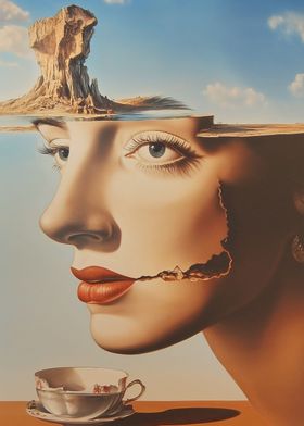 Surreal Woman with Landscape