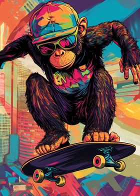 Cool Monkey Skateboarding