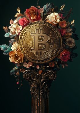 Bitcoin Floral Emblem