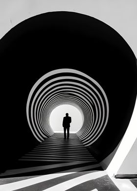 Silhouette in Tunnel