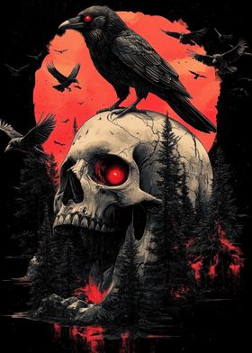 Raven on Skull