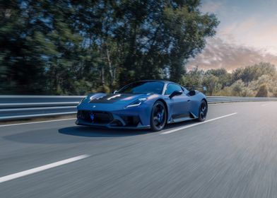 Blue Sports Car on Track