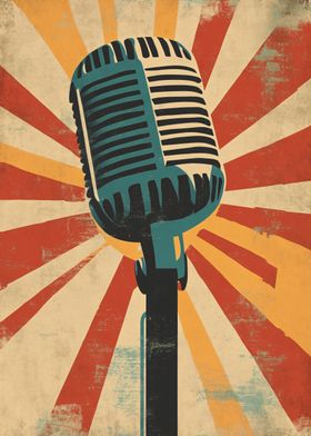 Vintage Microphone Poster