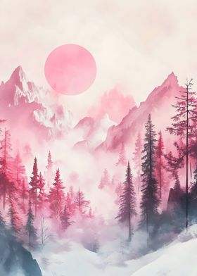 Pink Mountain Landscape