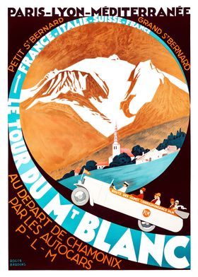 Vintage Travel Poster Mont Blanc