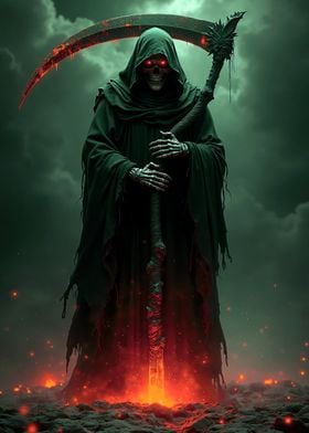 Halloween Spooky Grim Reaper with Scythe