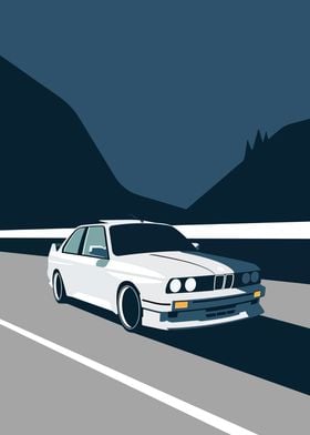 BMW E30 M3 Minimalist Art