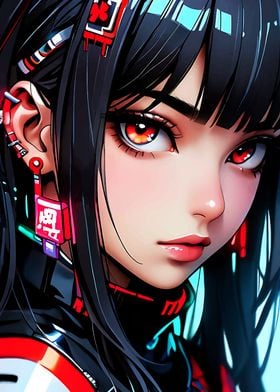 Red Eyes Japanese Girl