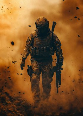 Soldier in Dust Cloud