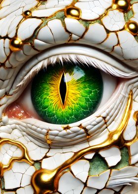 Green Eye with Gold Accents