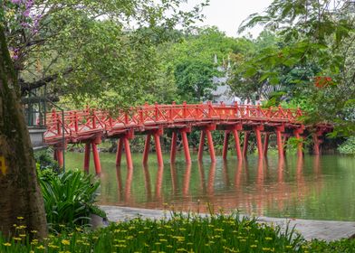 Red Bridge Over Water