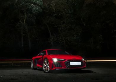 Red Audi R8 V10 Night Shot