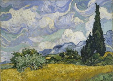 Wheatfield with Cypresses