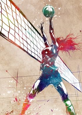 Volleyball Watercolor Art