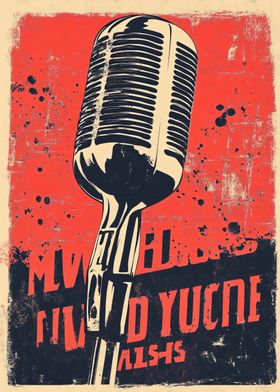 Vintage Microphone Poster