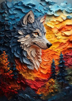 Wolf in Sunset Landscape