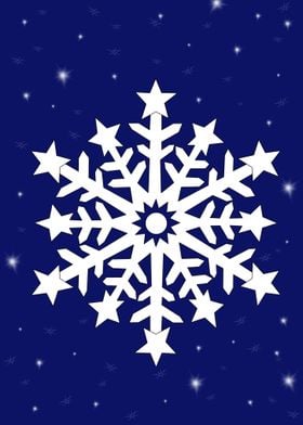 White Snowflake on Blue