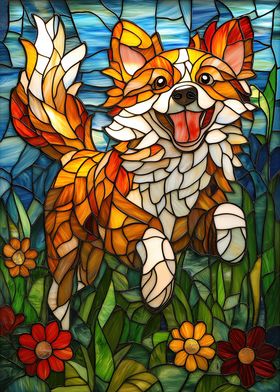 Stained Glass Dog