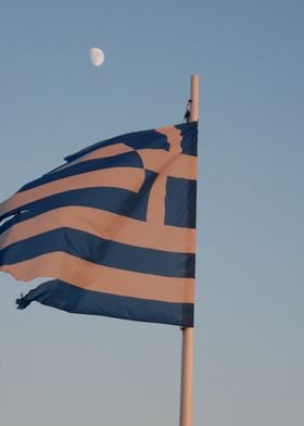 Greek Flag Waving