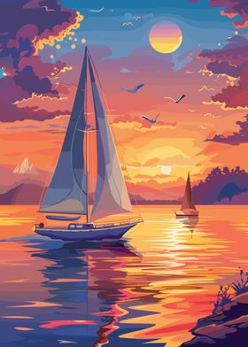 Sunset Sailboat