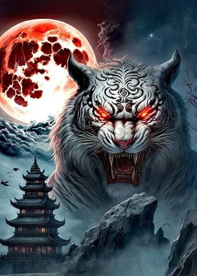 White Tiger with Red Eyes