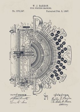 Vintage Typewriter Patent