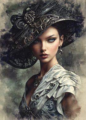 The Enigmatic Lady in Ornate Black Hat