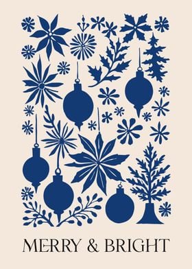 Blue Christmas Ornament Print