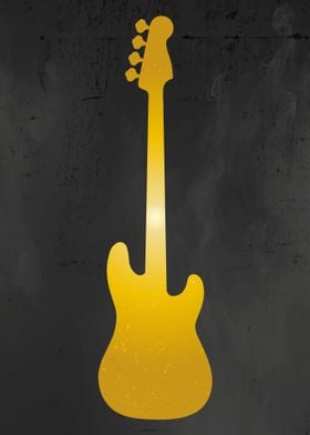 Golden Bass Guitar Silhouette