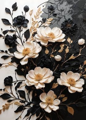 Black and White Floral Art