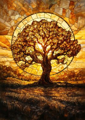 Amber Tree Stained Glass