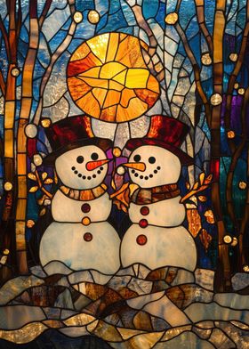 Stained Glass Snowman