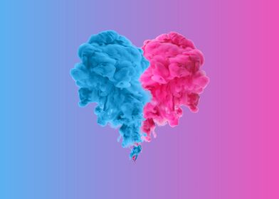 Blue and Pink Ink Heart